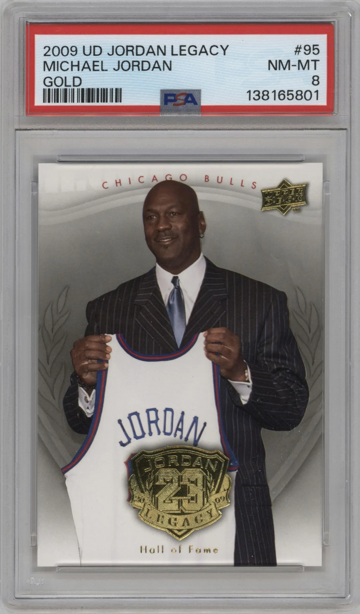 2009 Upper Deck Michael Jordan Legacy Collection Hall of Fame Edition Michael Jordan Gold #95 PSA 8