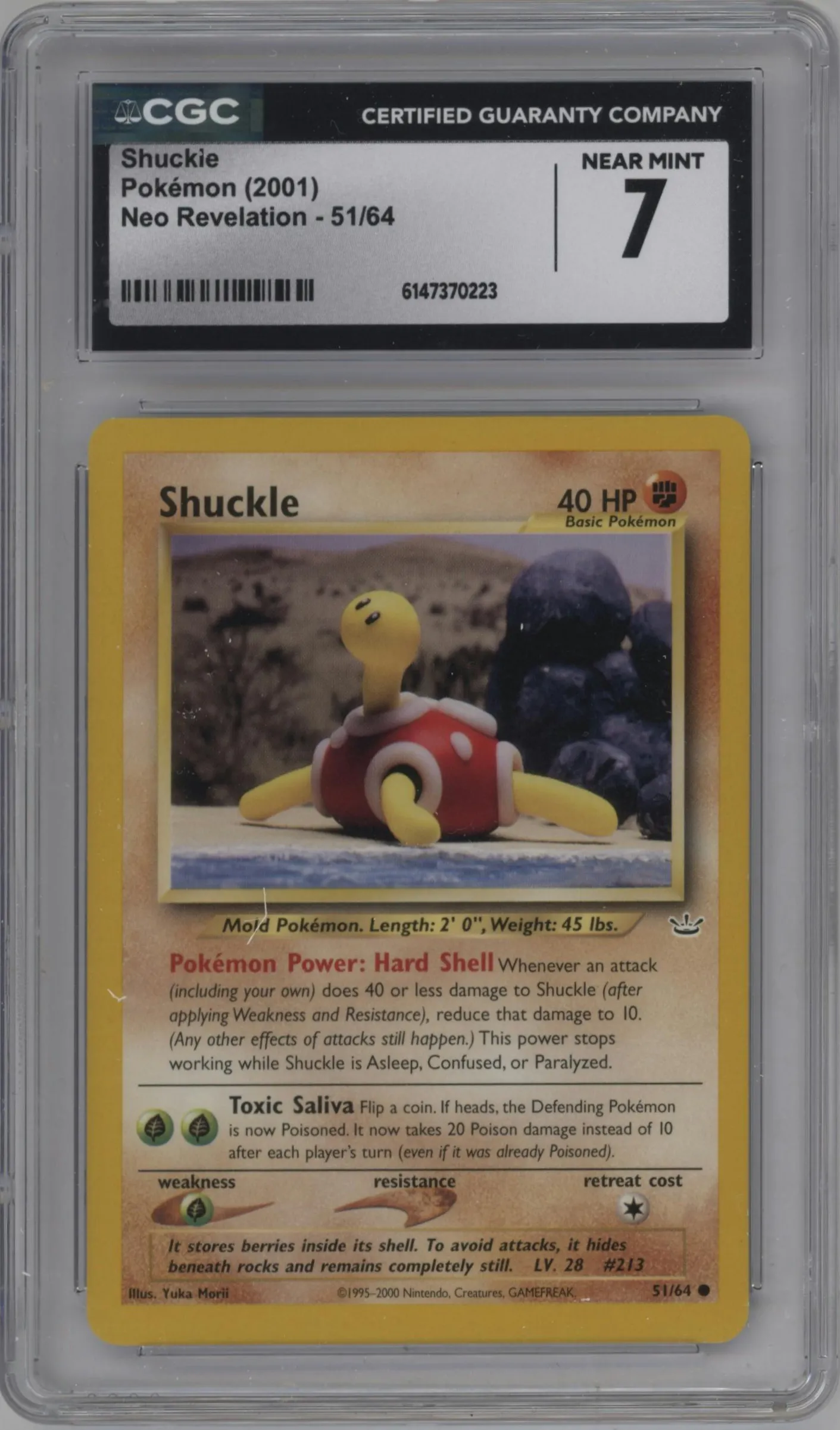 2001 Pokemon Neo Genesis Neo Revelation Shuckle #51 CGC 7