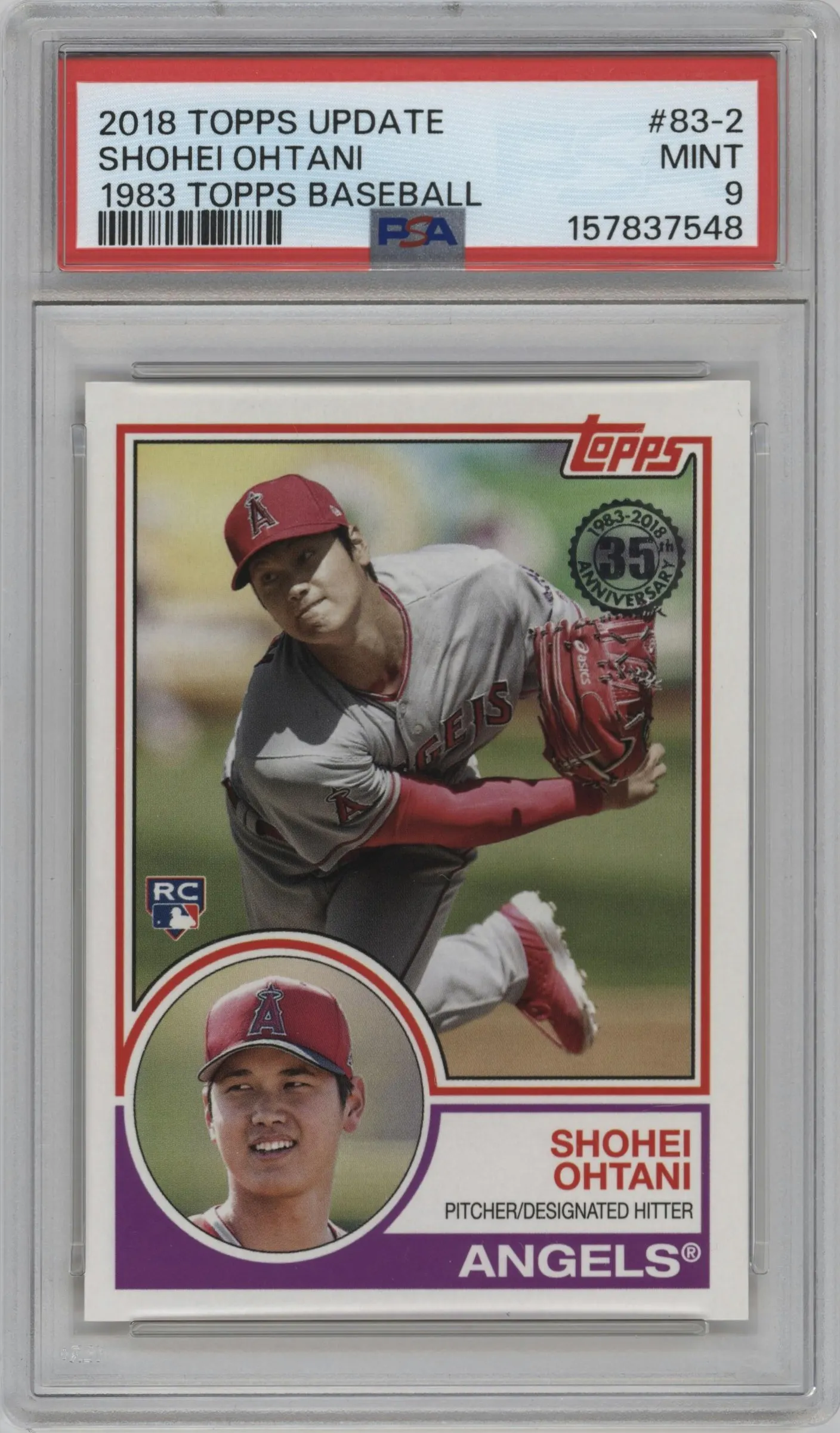 2018 Topps Update 1983 Topps Shohei Ohtani #83-2 PSA 9