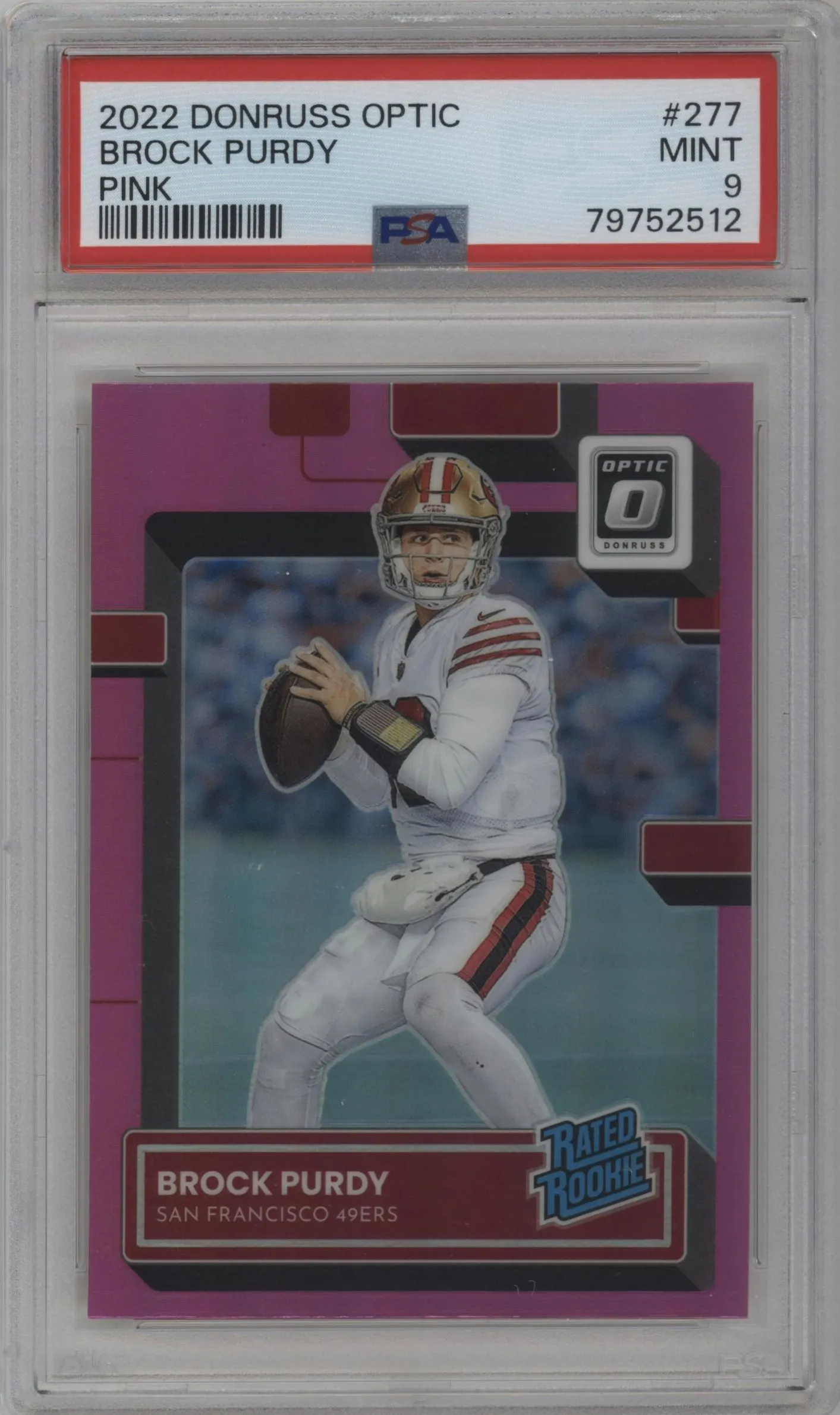 2022 Panini Donruss Optic Rated Rookie Brock Purdy Pink #277 PSA 9