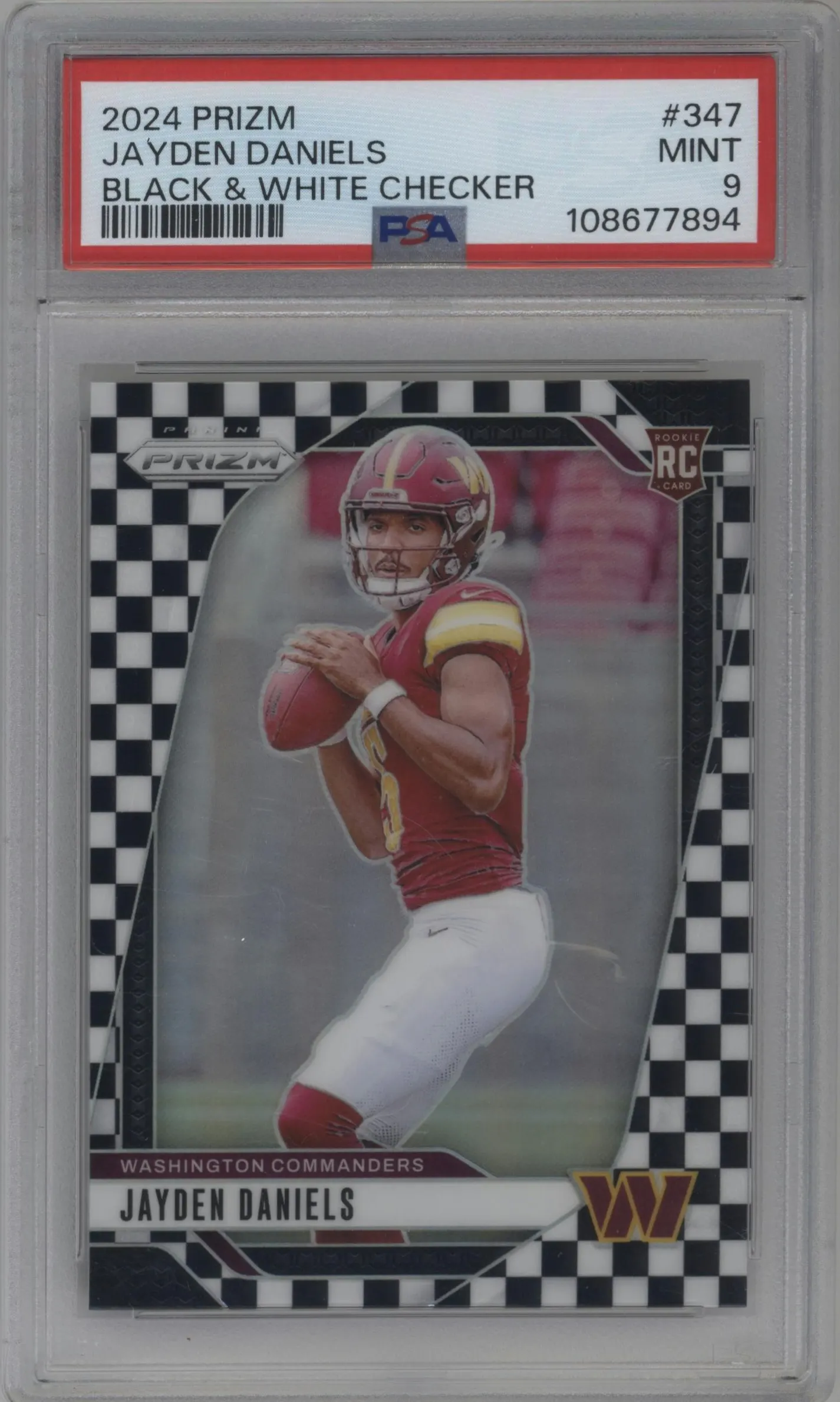 2024 Panini Prizm Jayden Daniels Black & White Checker #347 PSA 9