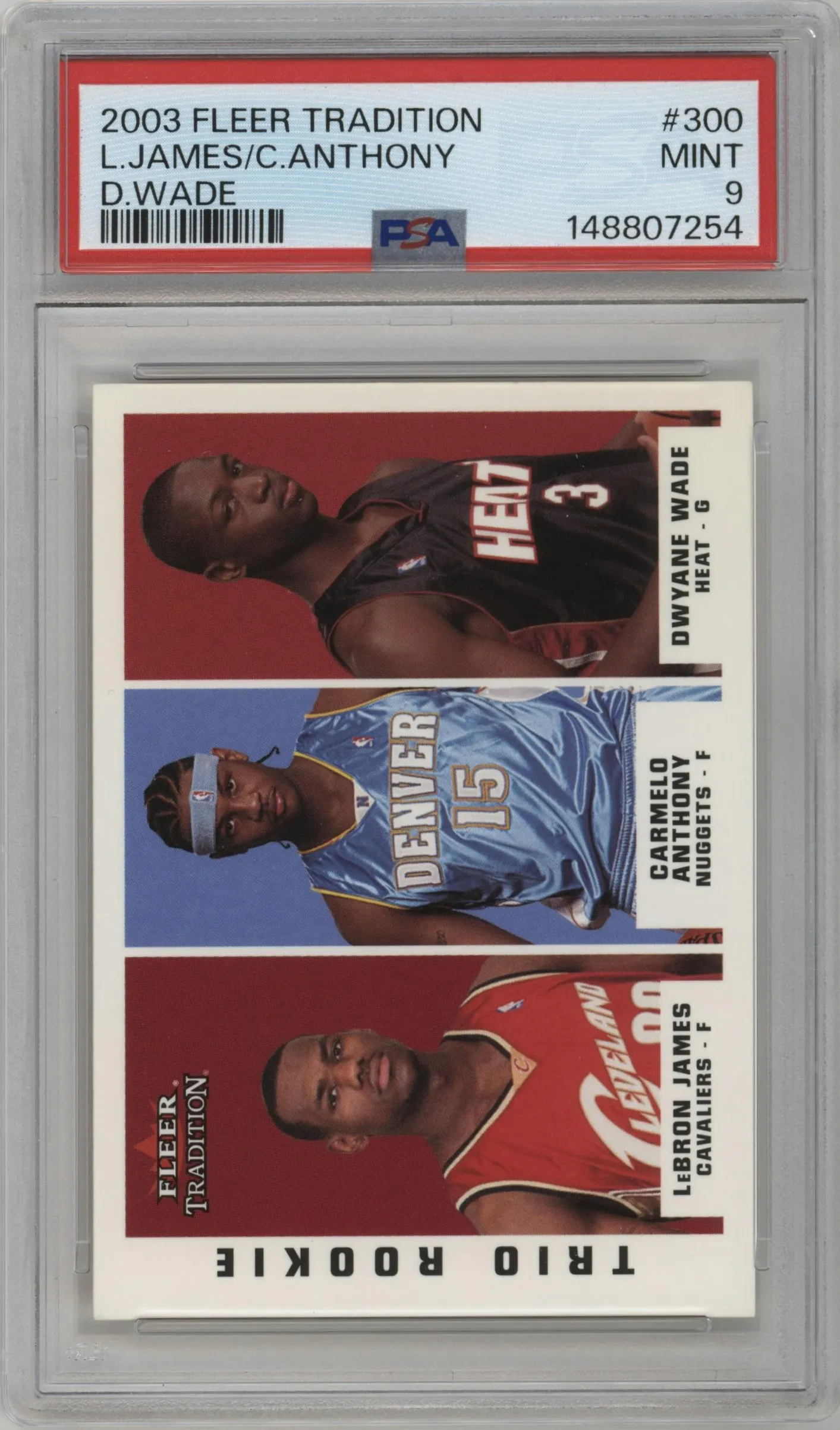 2003 Fleer Tradition LeBron James/Carmelo Anthony/Dwyane Wade #300 PSA 9