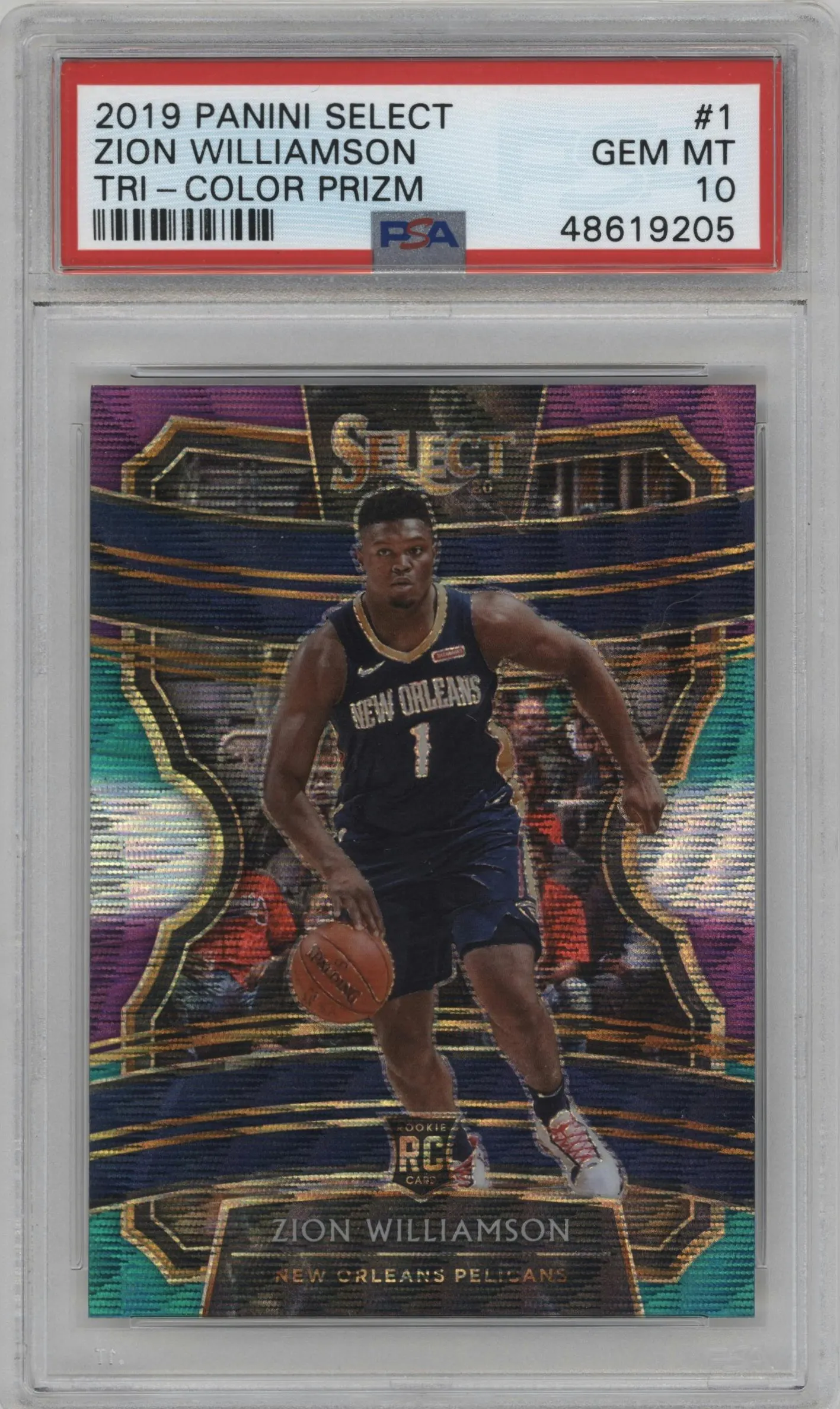 2019 Panini Select Zion Williamson Tri-Color #1 PSA 10