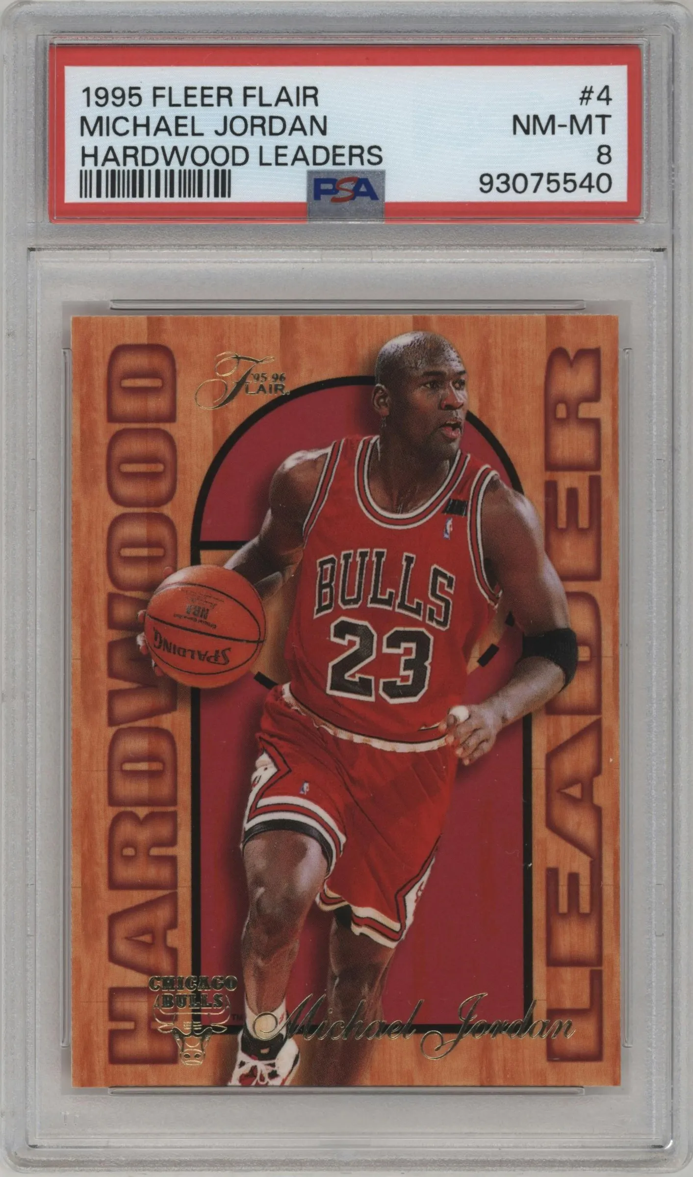 1995 Fleer Flair Hardwood Leader Michael Jordan #4 PSA 8