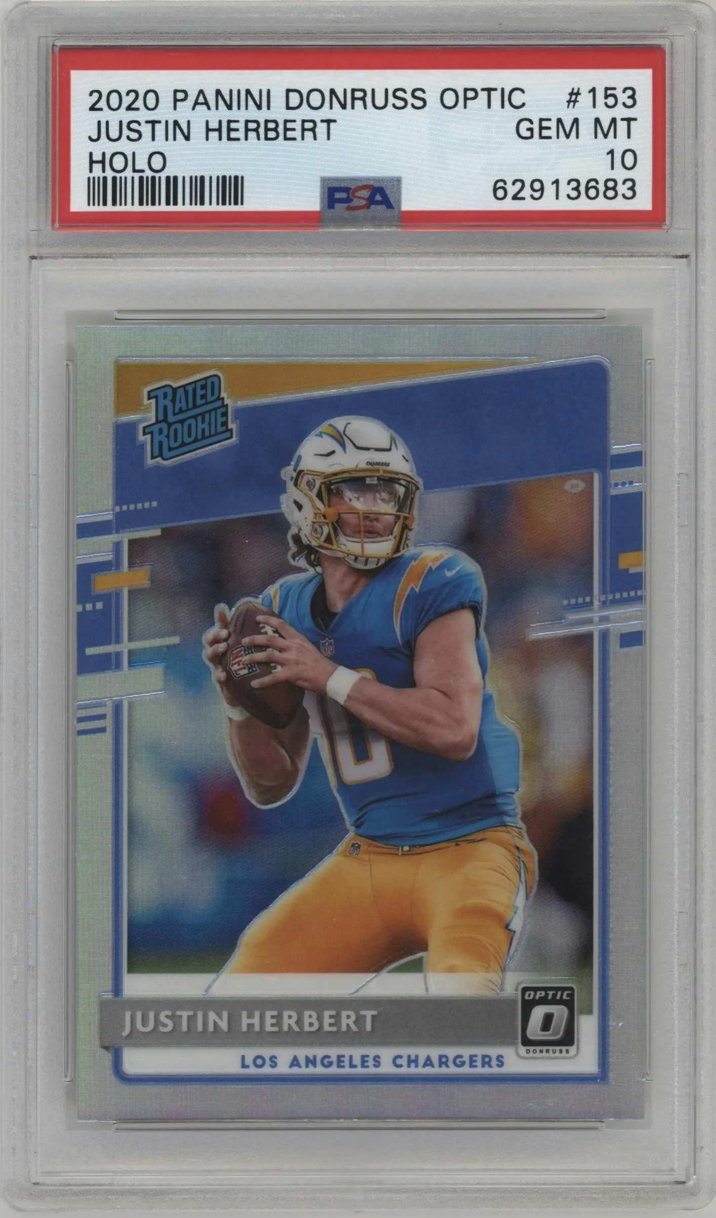2020 Panini Donruss Optic Rated Rookie Justin Herbert Holo #153 PSA 10