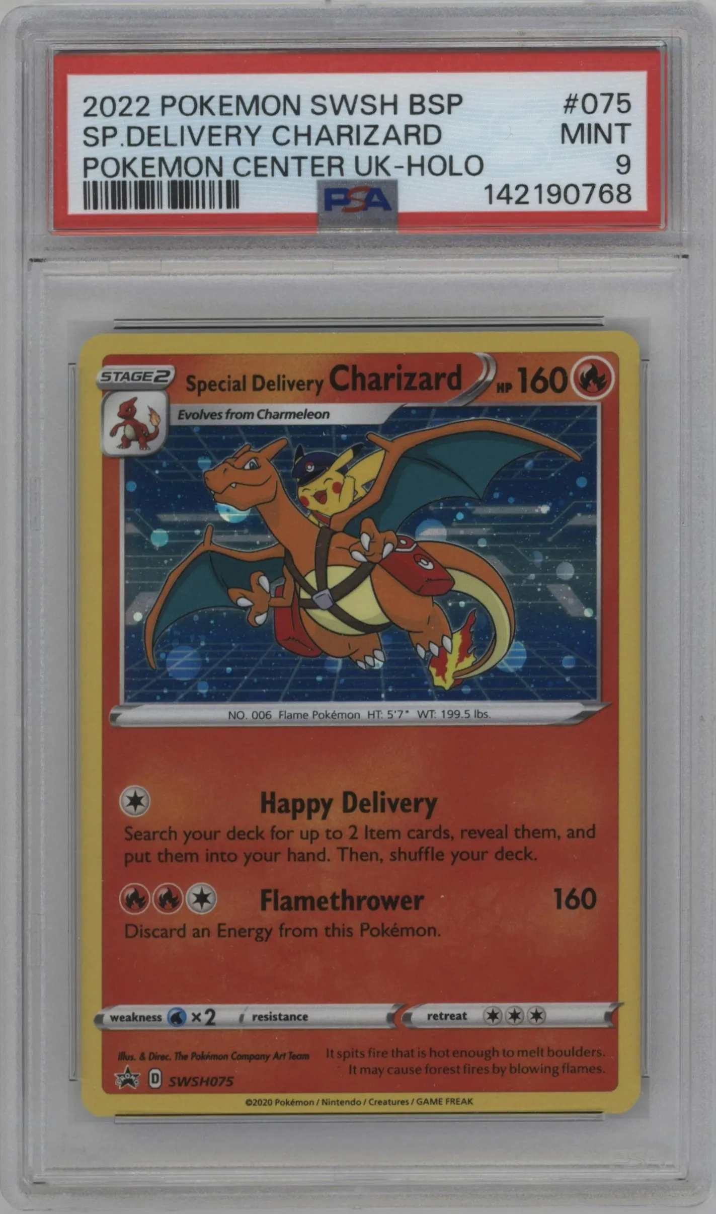 2022 Pokemon SWSH Special Delivery Charizard Pokemon Center UK #SWSH075 PSA 9