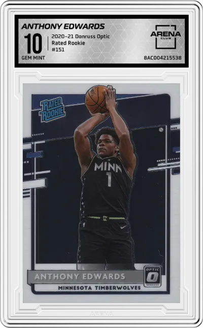 2020 Panini Donruss Optic Rated Rookie Anthony Edwards #151 ARENA CLUB 10
