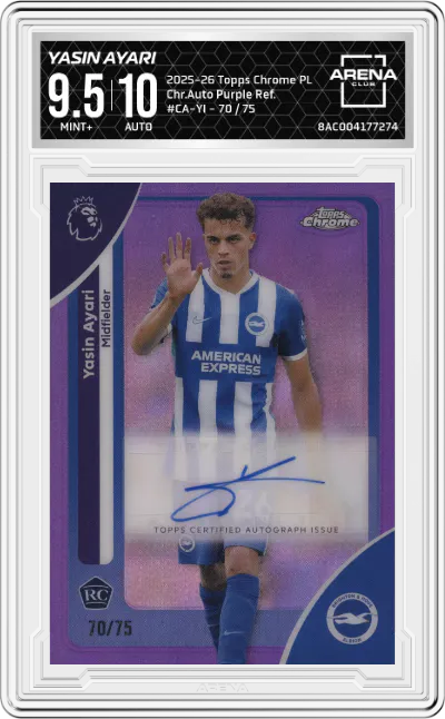 2025 Topps Chrome Premier League Chr.Auto Yasin Ayari Purple Refractor #CA-YI ARENA CLUB 9.5