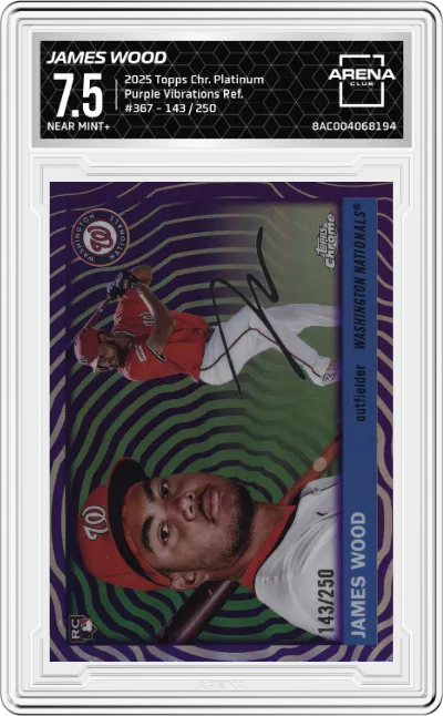2025 Topps Chrome Platinum James Wood Purple Vibrations Refractors #367 ARENA CLUB 7.5
