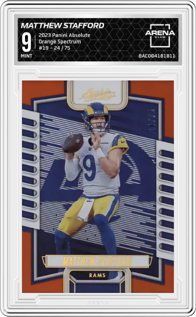 2023 Panini Absolute Matthew Stafford Orange Spectrum #19 ARENA CLUB 9