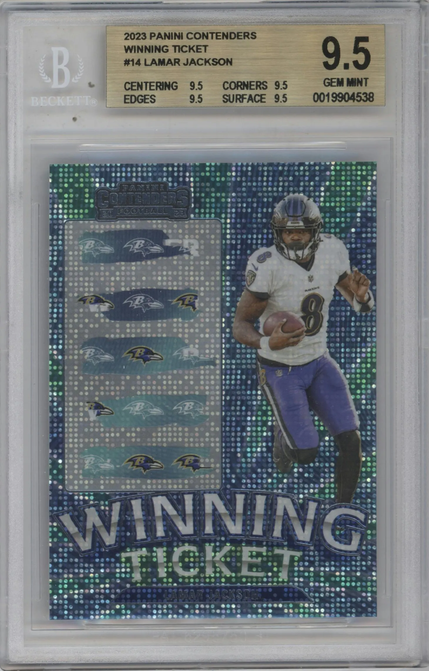 2023 Panini Contenders Winning Ticket Lamar Jackson #14 BGS 9.5