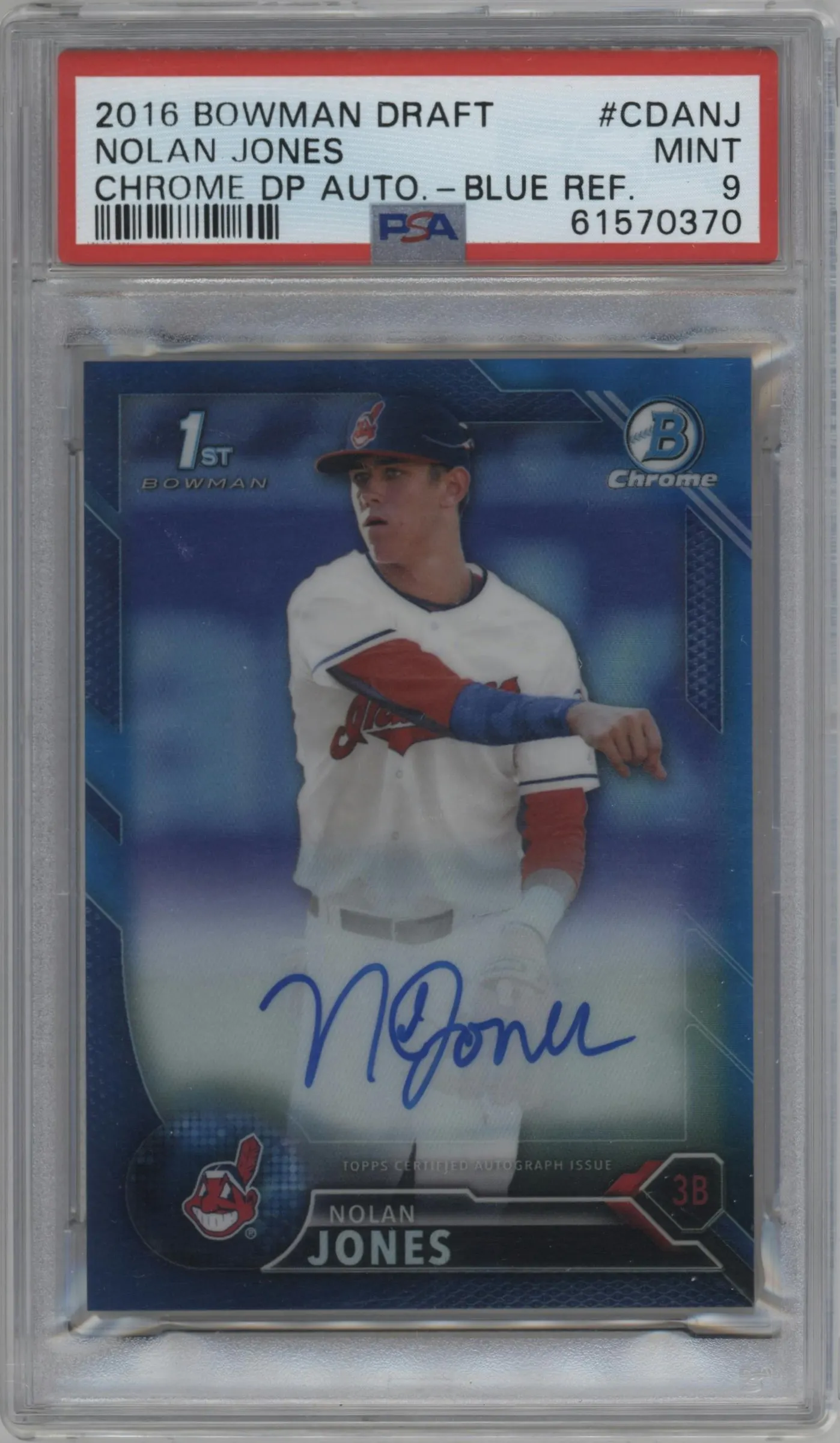 2016 Bowman Draft Chr.Auto Nolan Jones Blue Refractor PSA 9