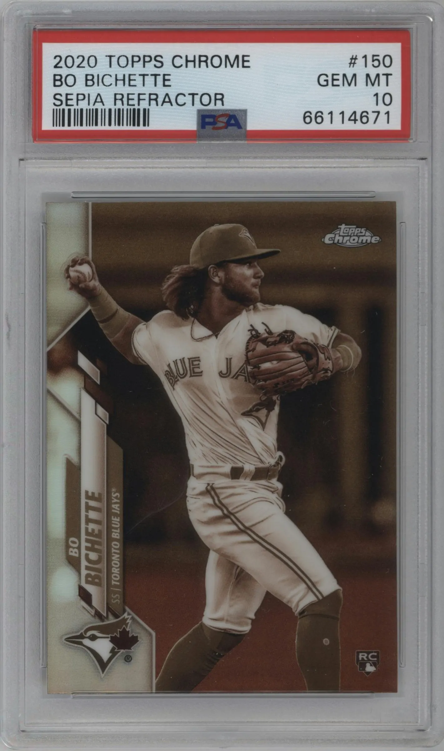 2020 Topps Chrome Bo Bichette Sepia Refractor PSA 10