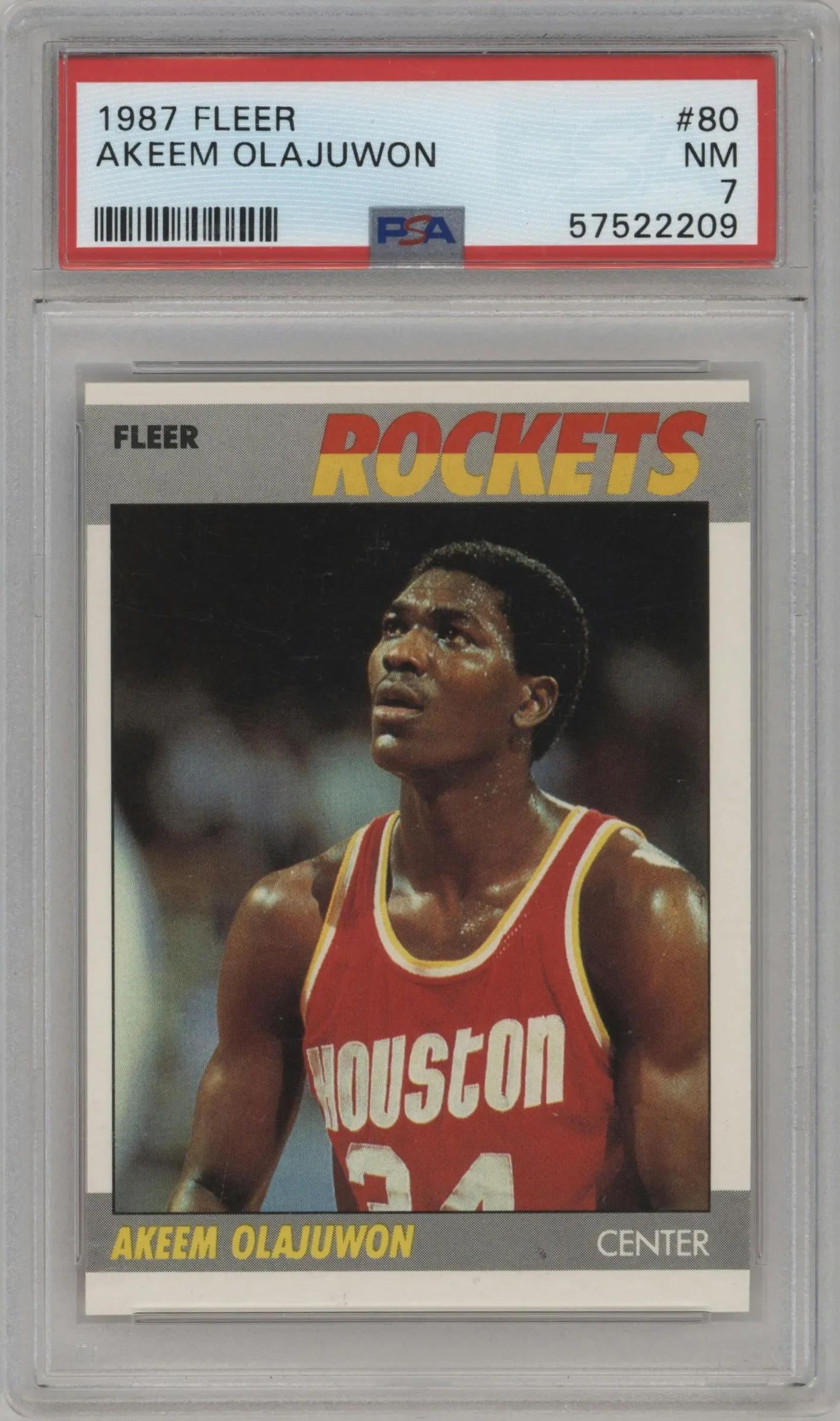 1987 Fleer Akeem Olajuwon #80 PSA 7