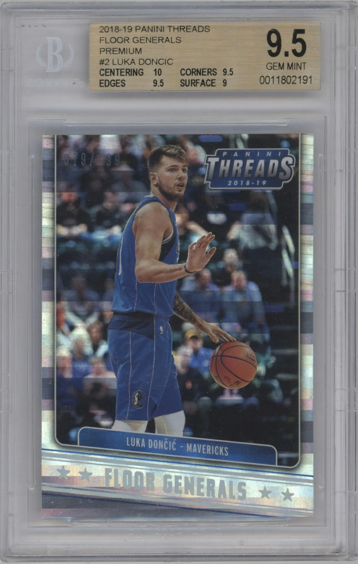 2018 Panini Threads Floor Generals Luka Doncic Premium #2 BGS 9.5