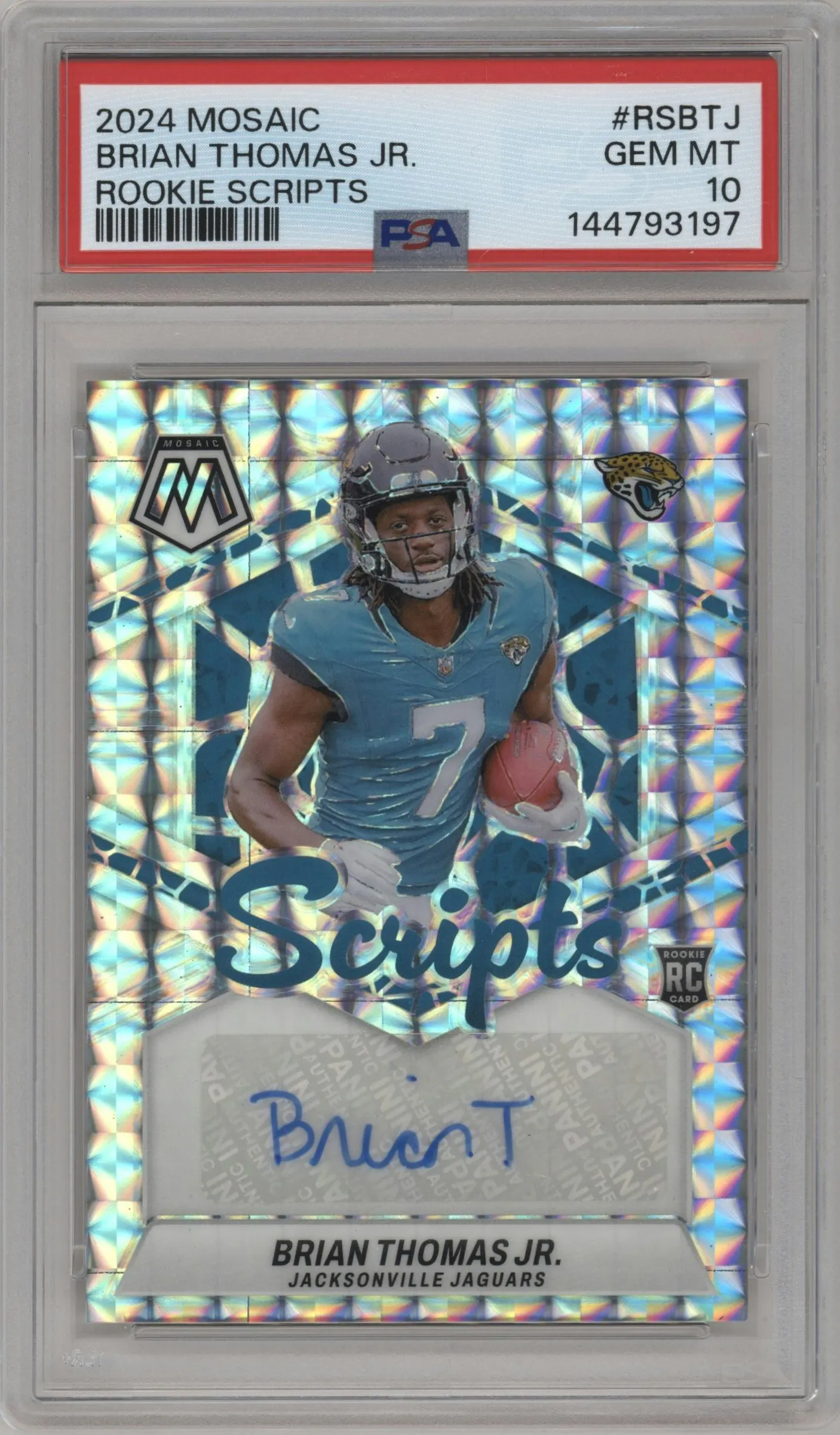 2024 Panini Mosaic Rke.Scripts Brian Thomas Jr. PSA 10
