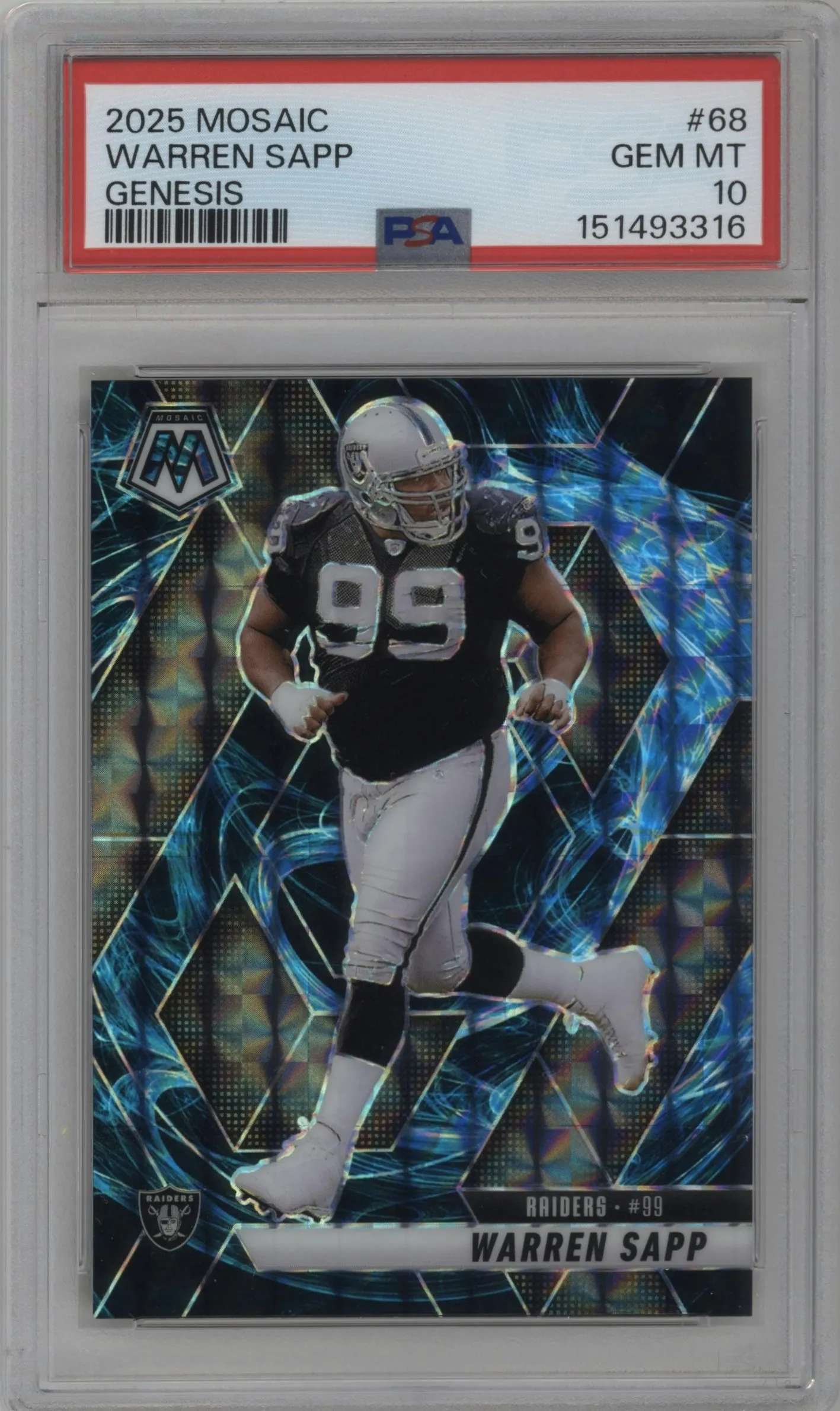 2025 Panini Mosaic Warren Sapp Genesis #68 PSA 10