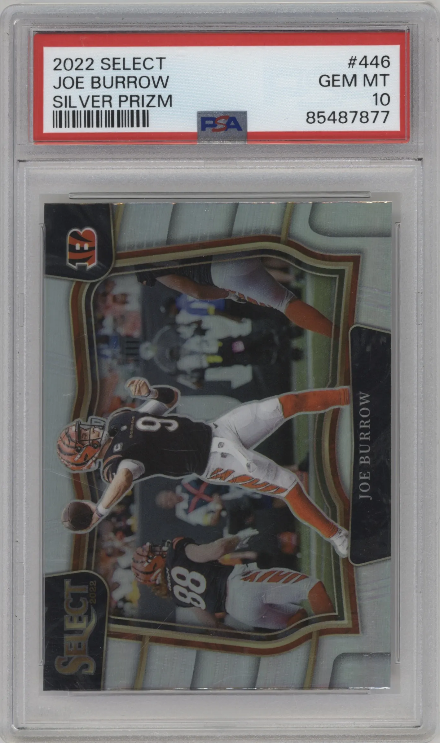 2022 Panini Select Field Lvl. Joe Burrow Silver Prizm #446 PSA 10