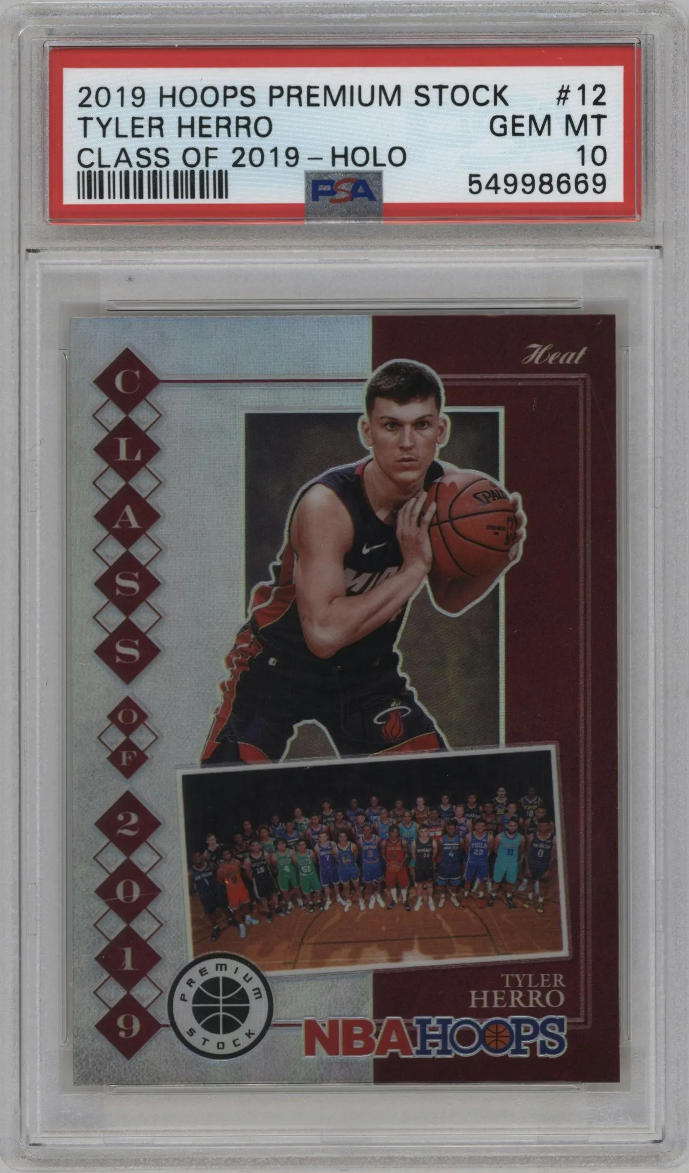 2019 Panini Hoops Premium Stock Class of 2019 Tyler Herro Holo #12 PSA 10
