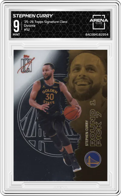 2025 2025-26 Topps Signature Class Topps Signature Class Chrome Stephen Curry #52 ARENA CLUB 9