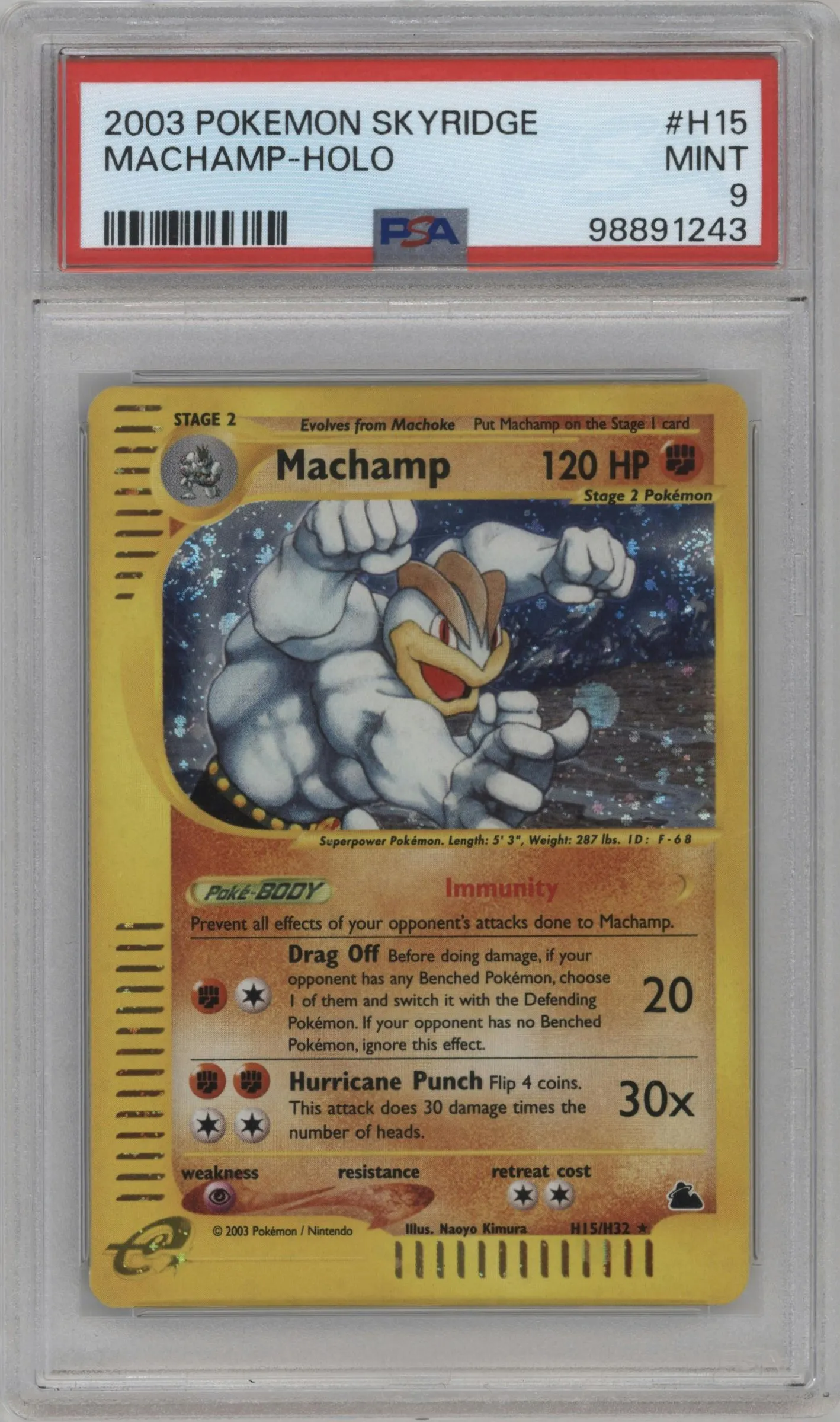 2003 Pokemon E-CARD Skyridge Machamp #H15 PSA 9