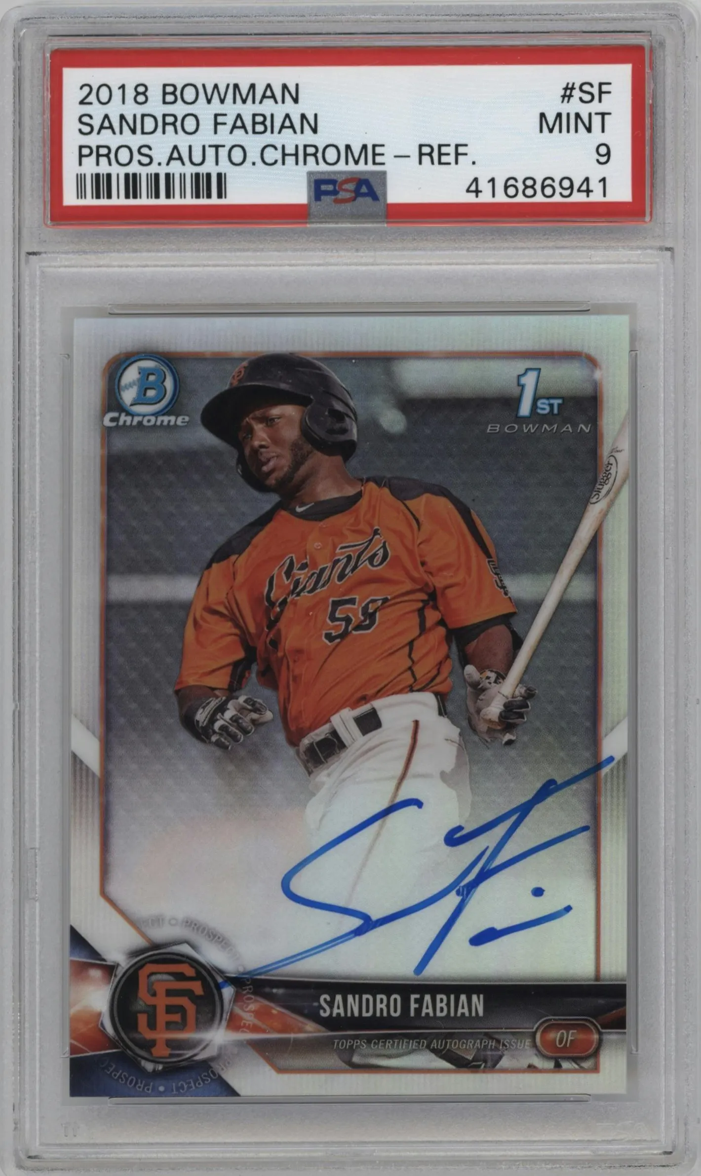 2018 Bowman Chr.Pros.Auto Sandro Fabian Refractor #CPA-SF PSA 9