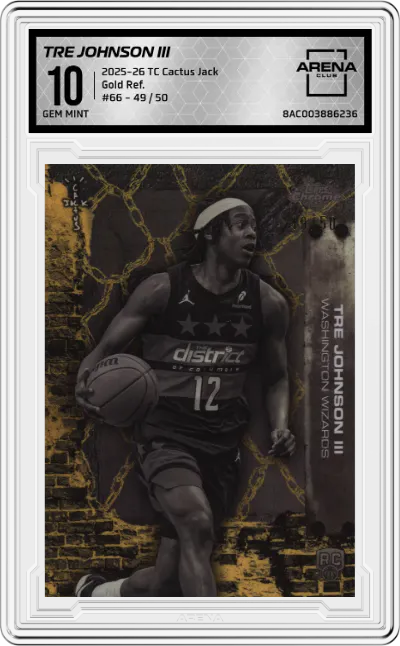2025 Topps Chrome Cactus Jack Tre Johnson III Gold Refractor ARENA CLUB 10