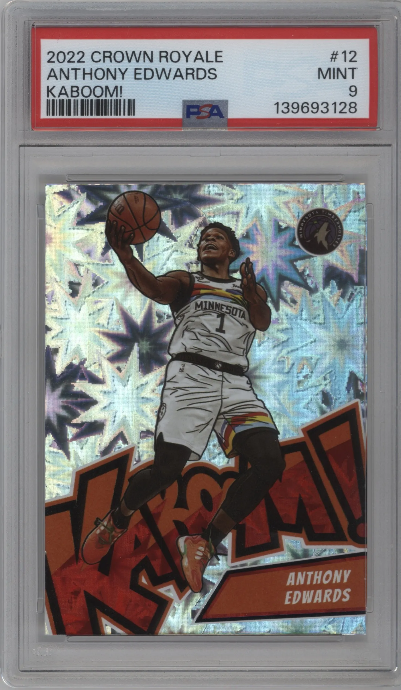 2022 Panini Crown Royale Kaboom! Anthony Edwards #12 PSA 9