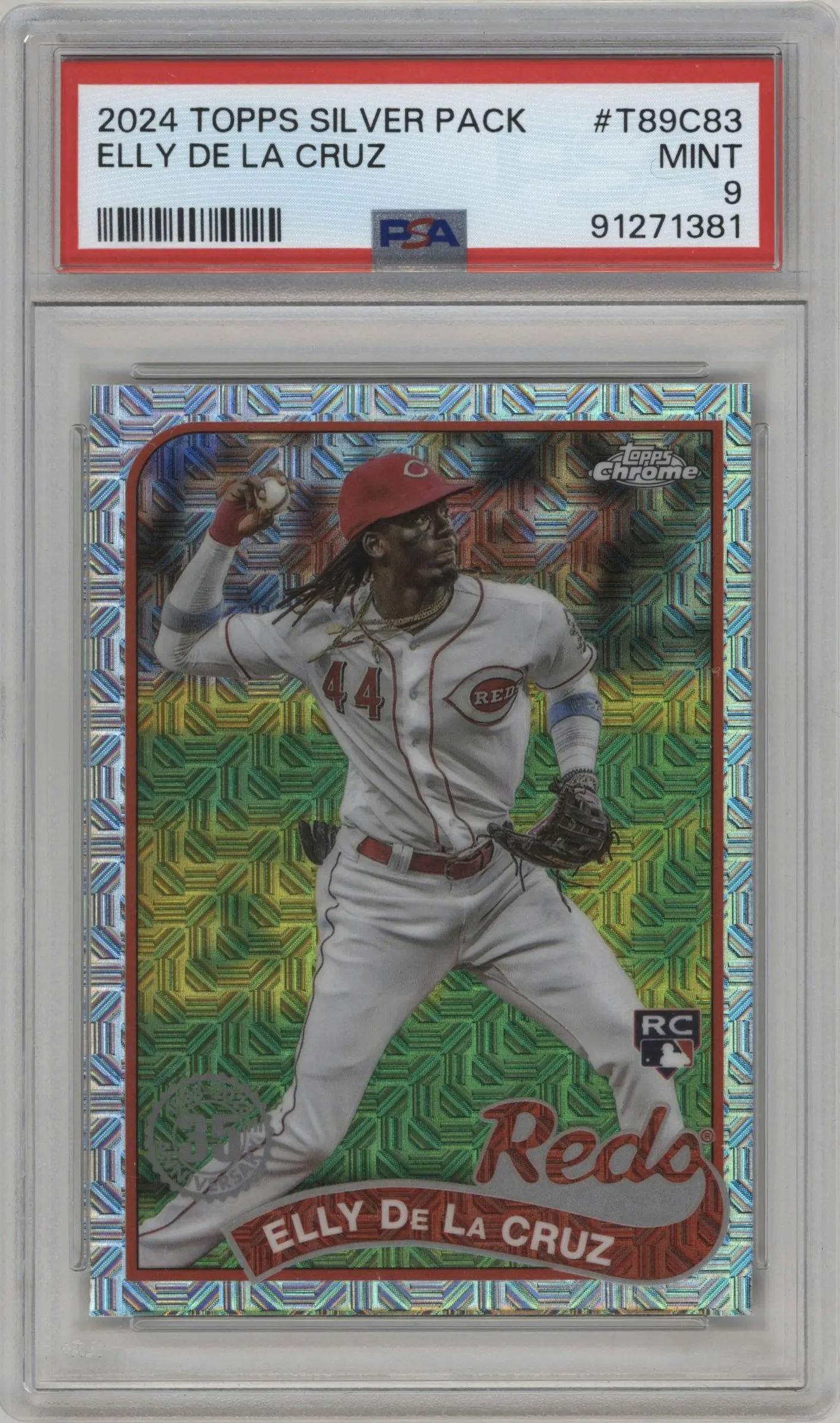 2024 Topps Series 1 Silver Pack 1989 Chrome Elly De La Cruz #T89C-83 PSA 9