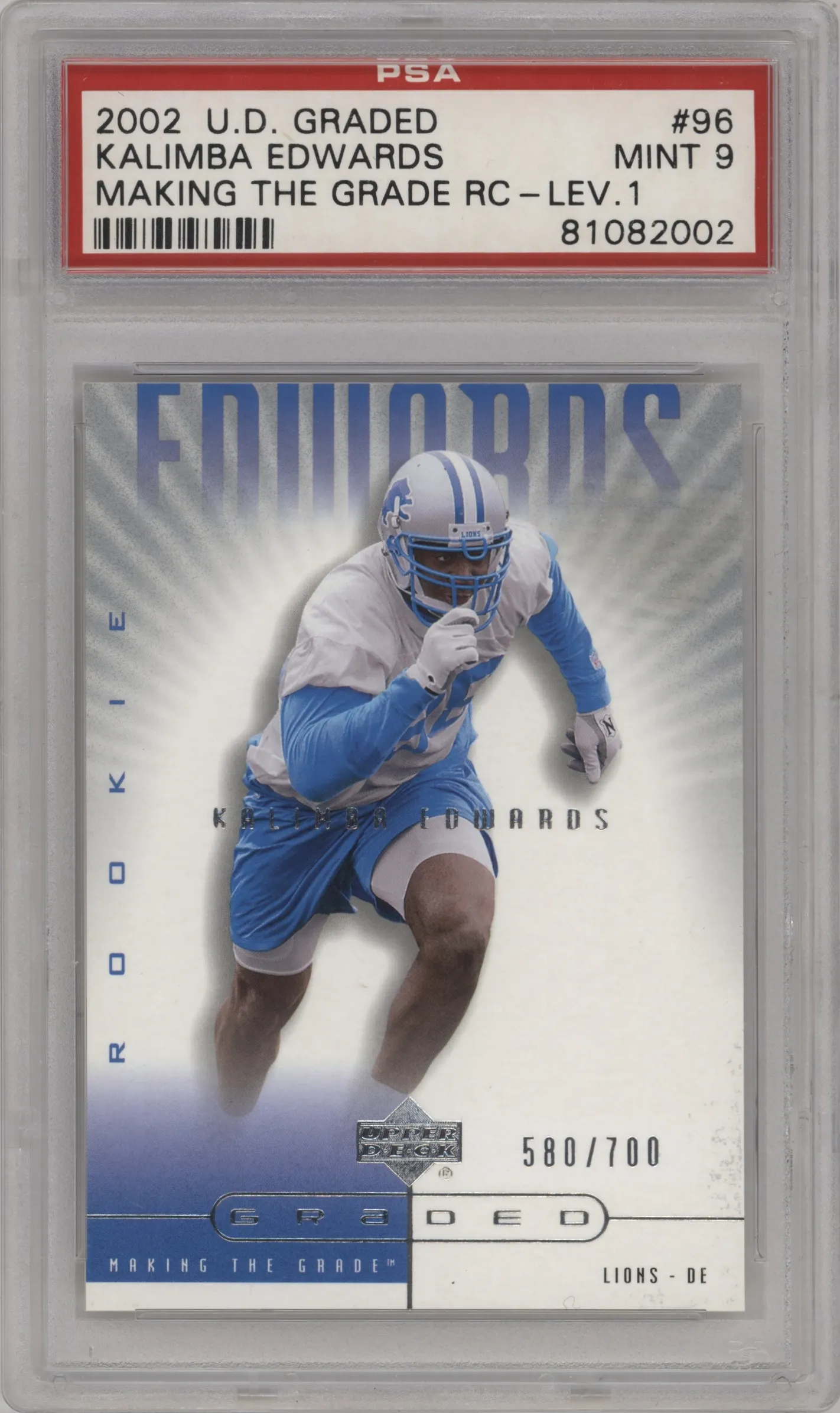 2002 Upper Deck Graded Kalimba Edwards #96 PSA 9