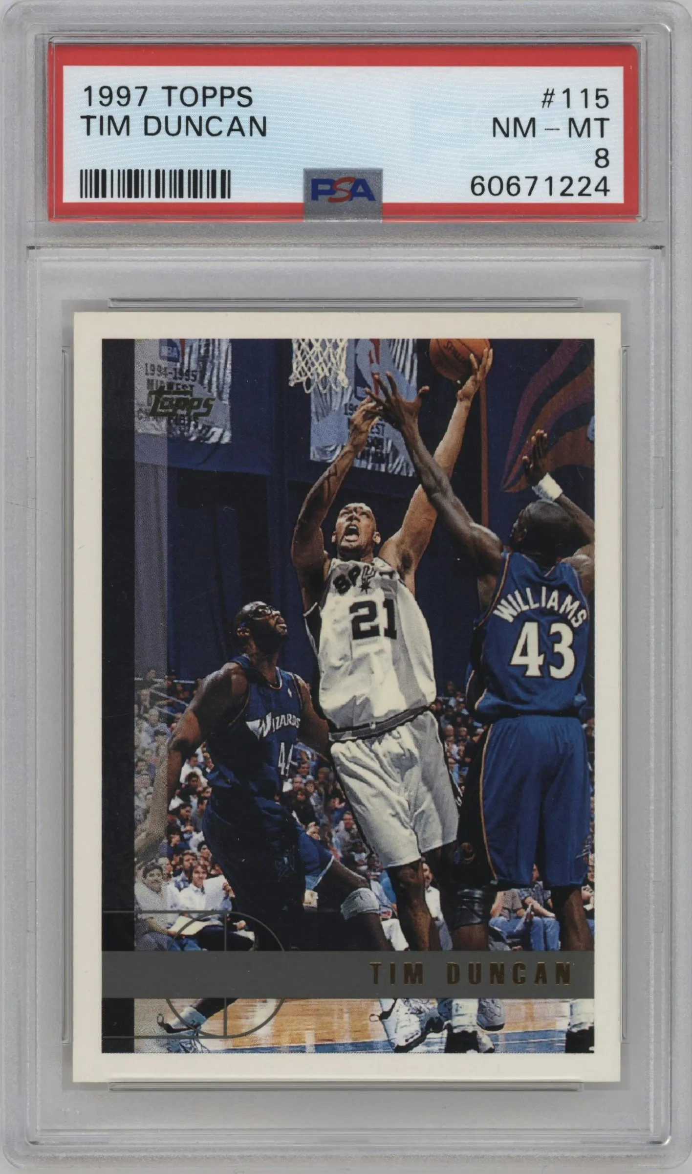 1997 Topps Tim Duncan #115 PSA 8