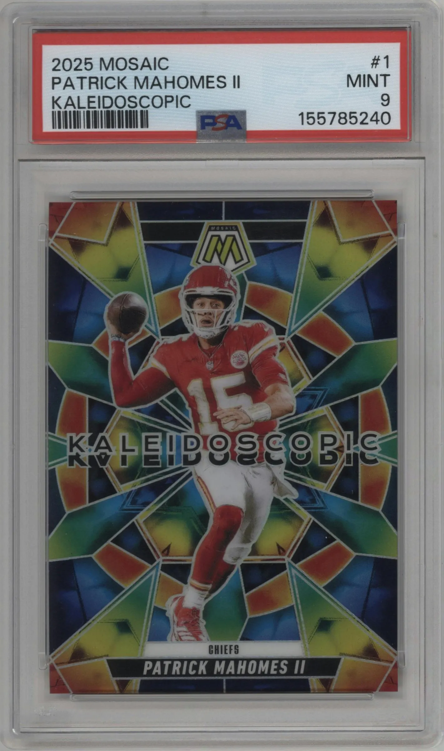 2025 Panini Mosaic Kaleidoscopic Patrick Mahomes II PSA 9