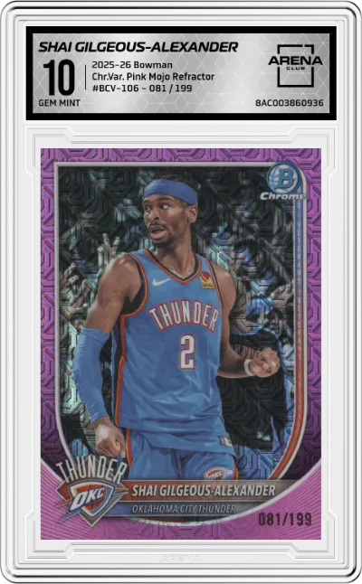 2025 Bowman Chr.Var. Shai Gilgeous-Alexander Pink Mojo Refractor ARENA CLUB 10