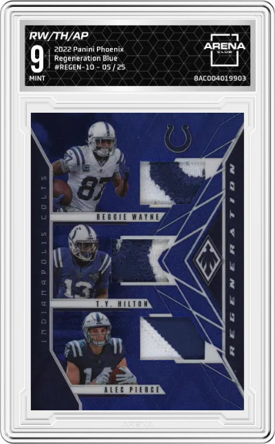 2022 Panini Phoenix Regeneration Reggie Wayne/Alec Pierce/T.Y. Hilton Blue #REGEN-10 ARENA CLUB 9