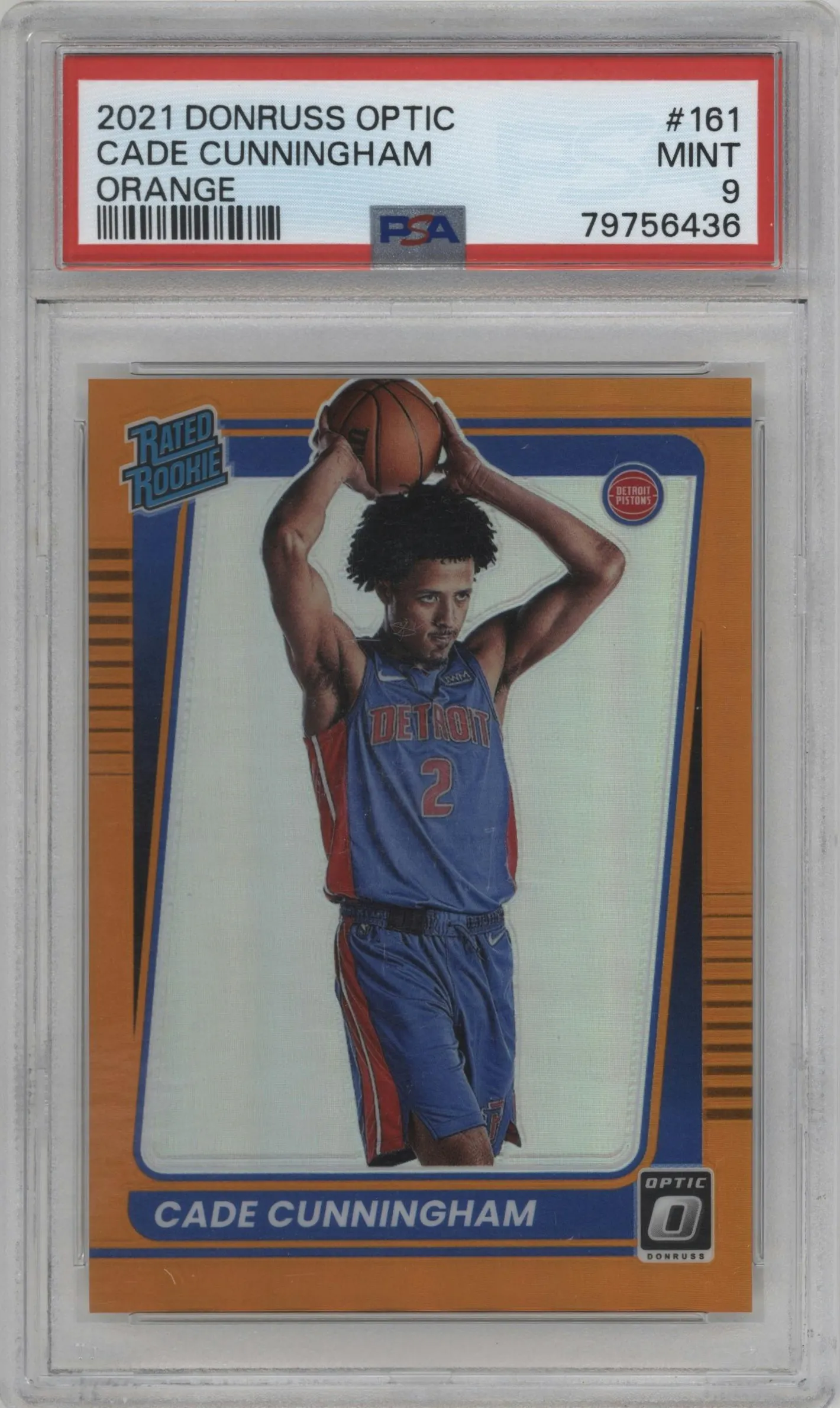 2021 Panini Donruss Optic Rated Rookie Cade Cunningham Orange #161 PSA 9