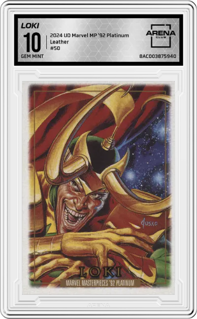 2024 Upper Deck Marvel Masterpieces '92 Platinum Loki Leather ARENA CLUB 10