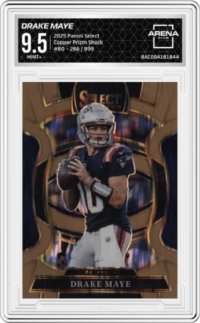 2025 Panini Select Drake Maye Copper Prizm Shock #80 ARENA CLUB 9.5