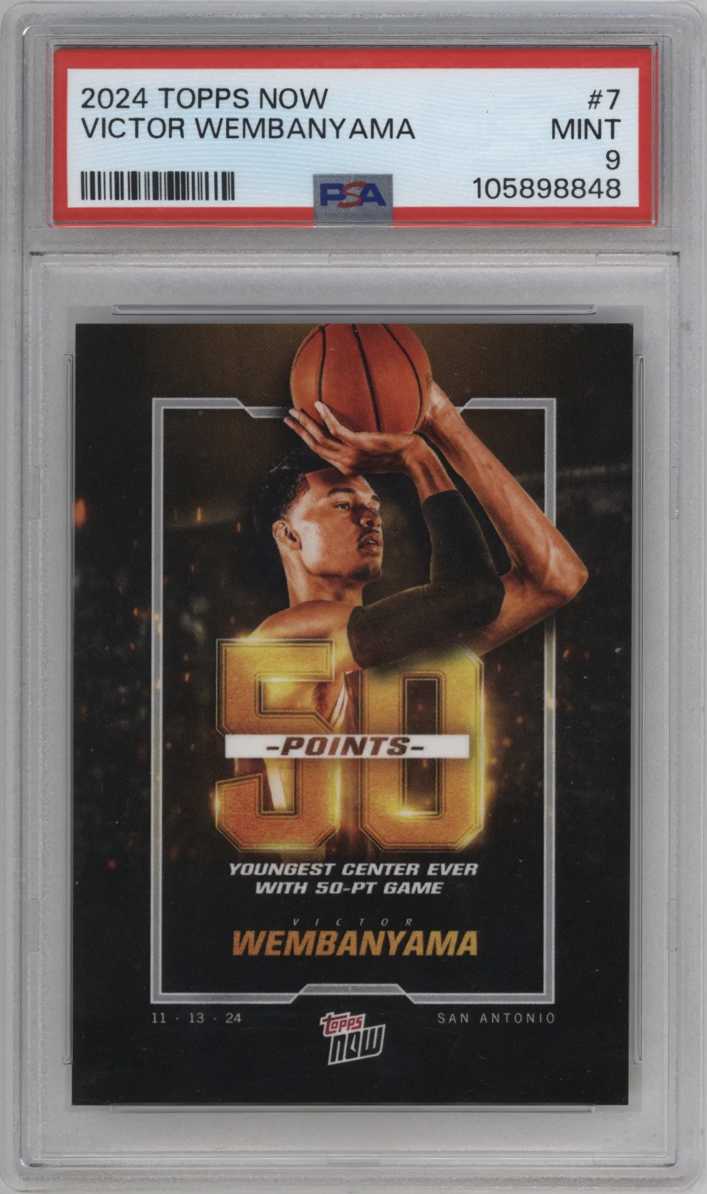 2024 Topps Now Victor Wembanyama #7 PSA 9