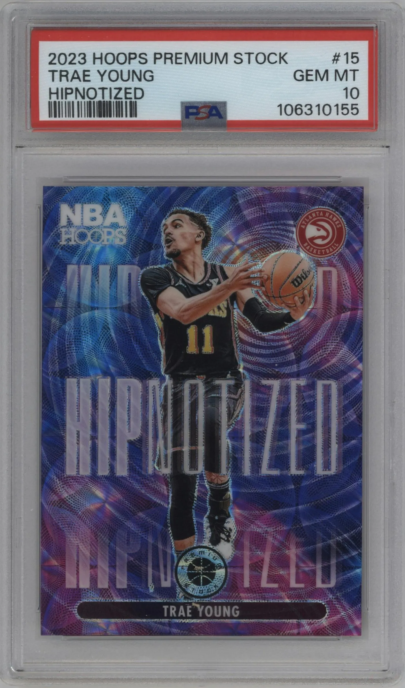 2023 Panini Hoops Premium Stock HIPnotized Premium Trae Young #15 PSA 10