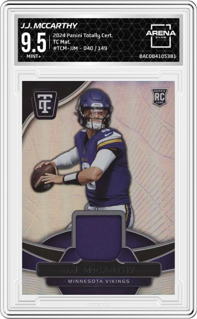 2024 Panini Totally Certified TC Mat. J.J. McCarthy #TCM-JJM ARENA CLUB 9.5