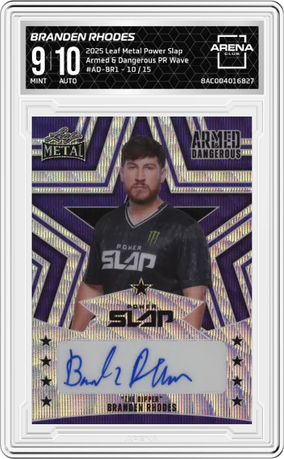2025 Leaf Metal Power Slap Armed & Dangerous Branden Rhodes Purple Wave #AD-BR1 ARENA CLUB 9