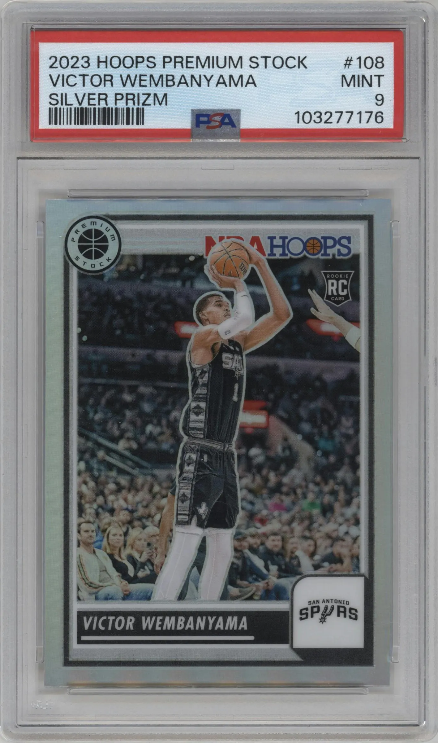 2023 Panini Hoops Premium Stock Victor Wembanyama Silver #108 PSA 9