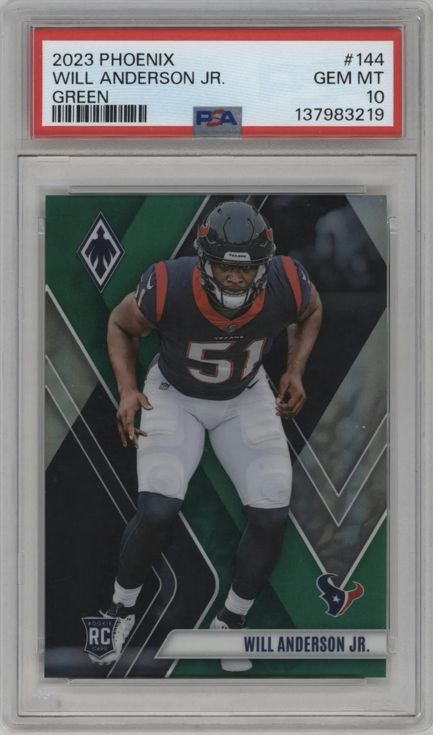 2023 Panini Phoenix Will Anderson Jr. Green #144 PSA 10