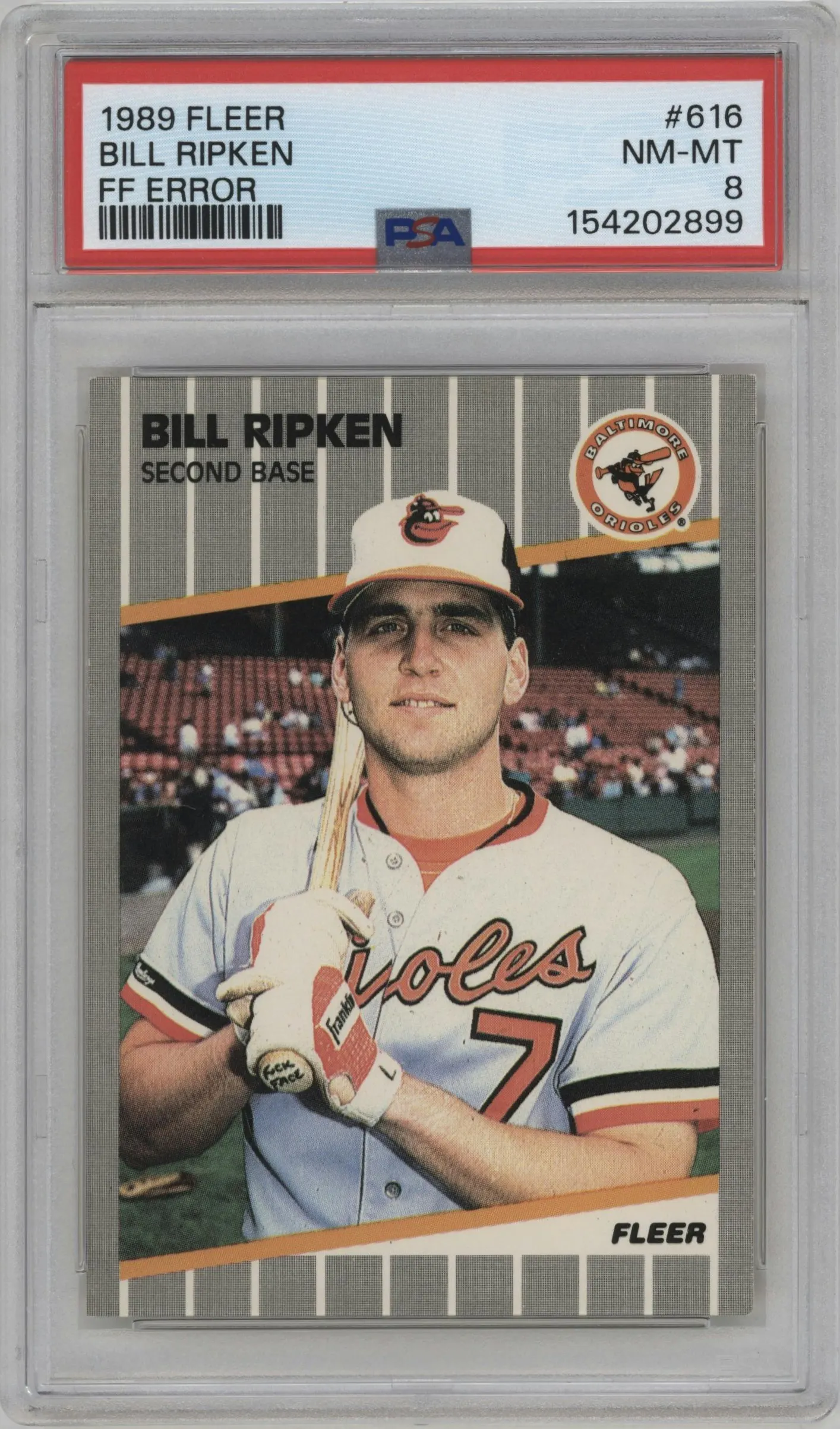 1989 Fleer Bill Ripken FF Error #616 PSA 8