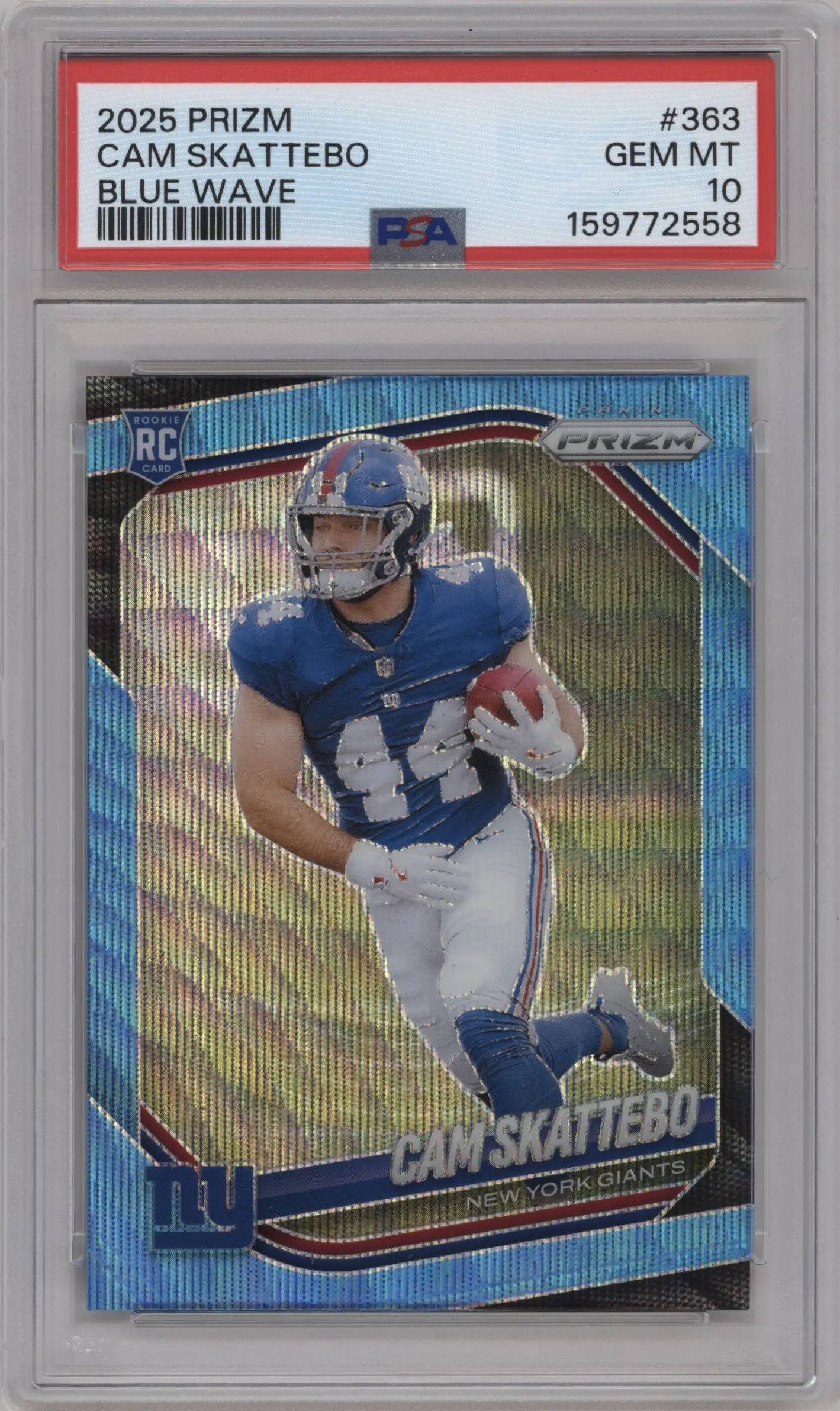 2025 Panini Prizm Cam Skattebo Blue Wave #363 PSA 10