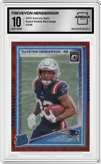 2025 Donruss Optic Rated Rookie TreVeyon Henderson Red Scope #248 ARENA CLUB 10