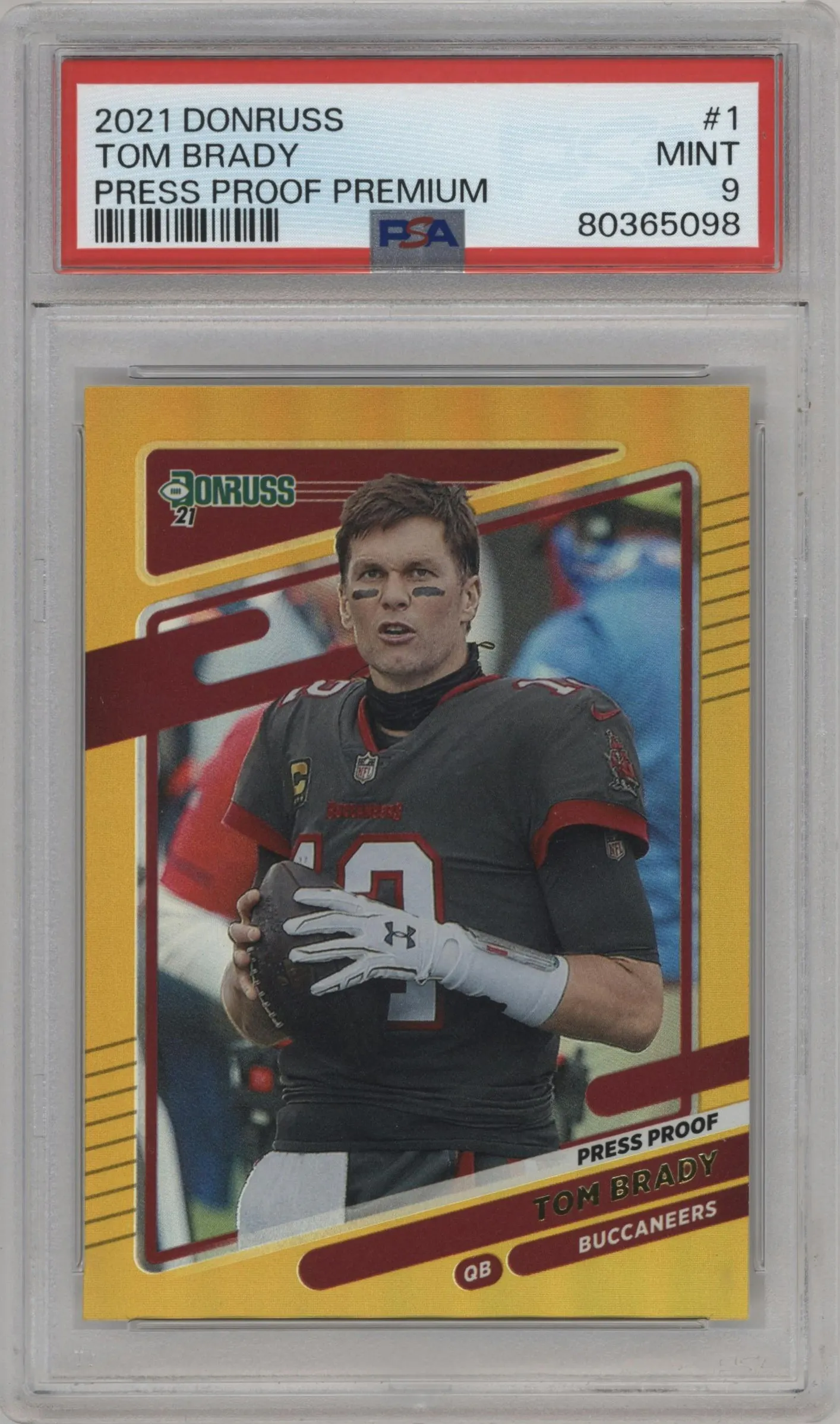 2021 Panini Donruss Variation Tom Brady Press Proof Premium #1 PSA 9
