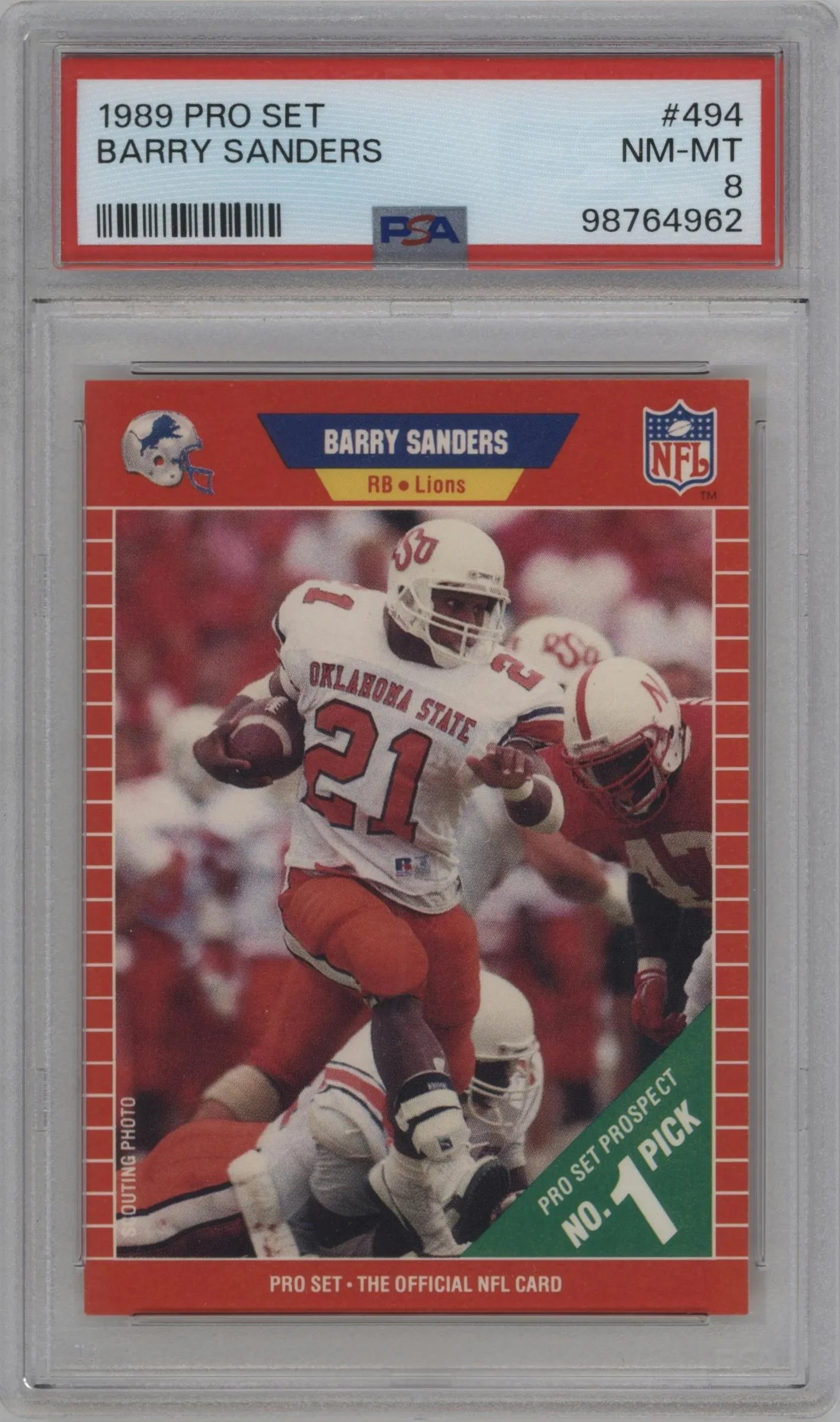 1989 Pro Set Barry Sanders #494 PSA 8
