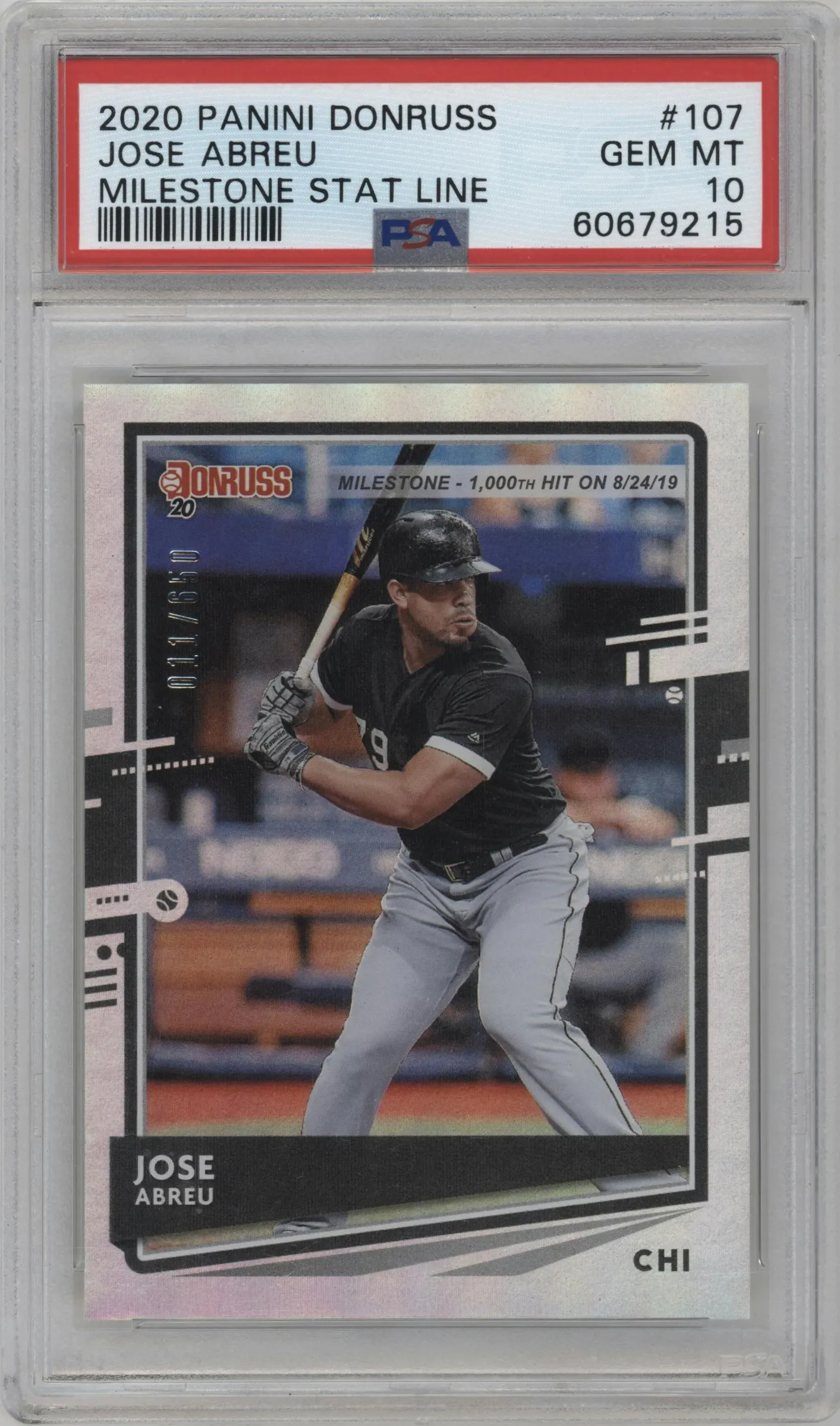 2020 Panini Donruss Jose Abreu Stat Line Milestone #107 PSA 10