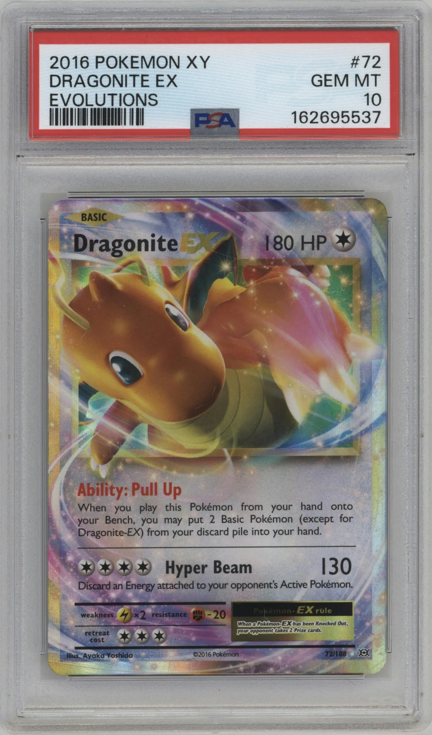 2016 Pokemon XY Evolutions Dragonite EX #72 PSA 10